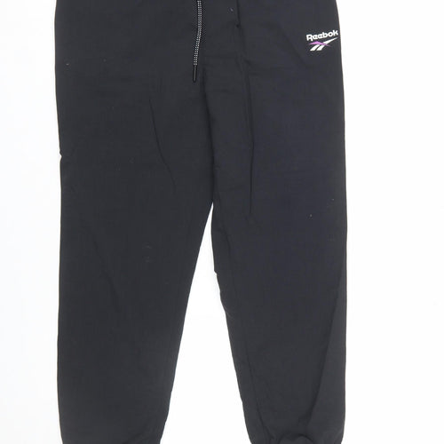 Reebok Classic Unisex Black Nylon Joggers S Elastic Waist Tapered Fit