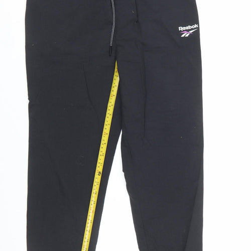 Reebok Classic Unisex Black Nylon Joggers S Elastic Waist Tapered Fit