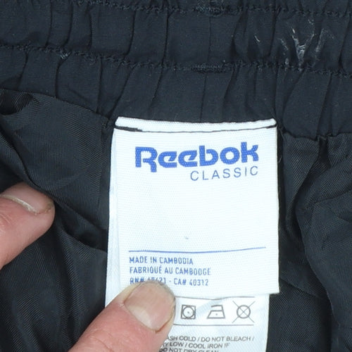 Reebok Classic Unisex Black Nylon Joggers S Elastic Waist Tapered Fit