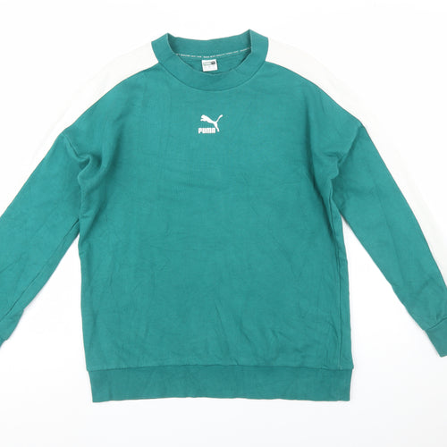 Puma Men's Green Small Pullover Crew Neck Cotton Sweatshirt