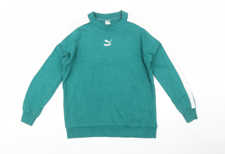 Puma Men's Green Small Pullover Crew Neck Cotton Sweatshirt