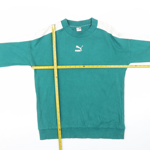Puma Men's Green Small Pullover Crew Neck Cotton Sweatshirt