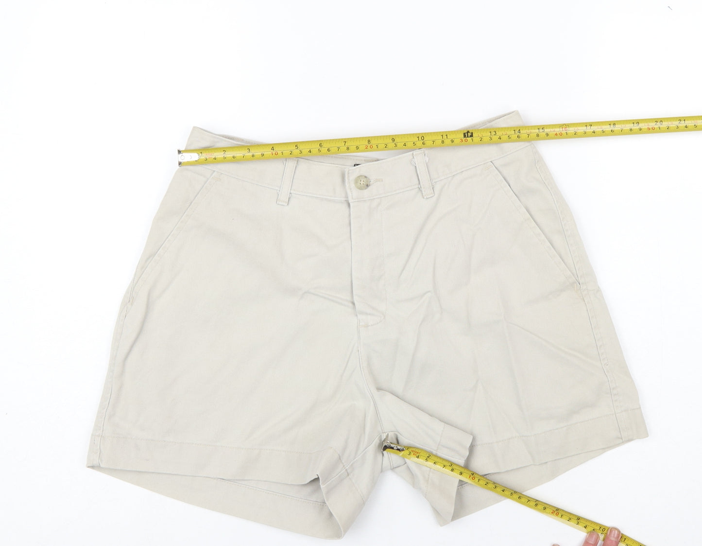 Lee Women Beige Cotton Chino Shorts Size 10 Petite Casual