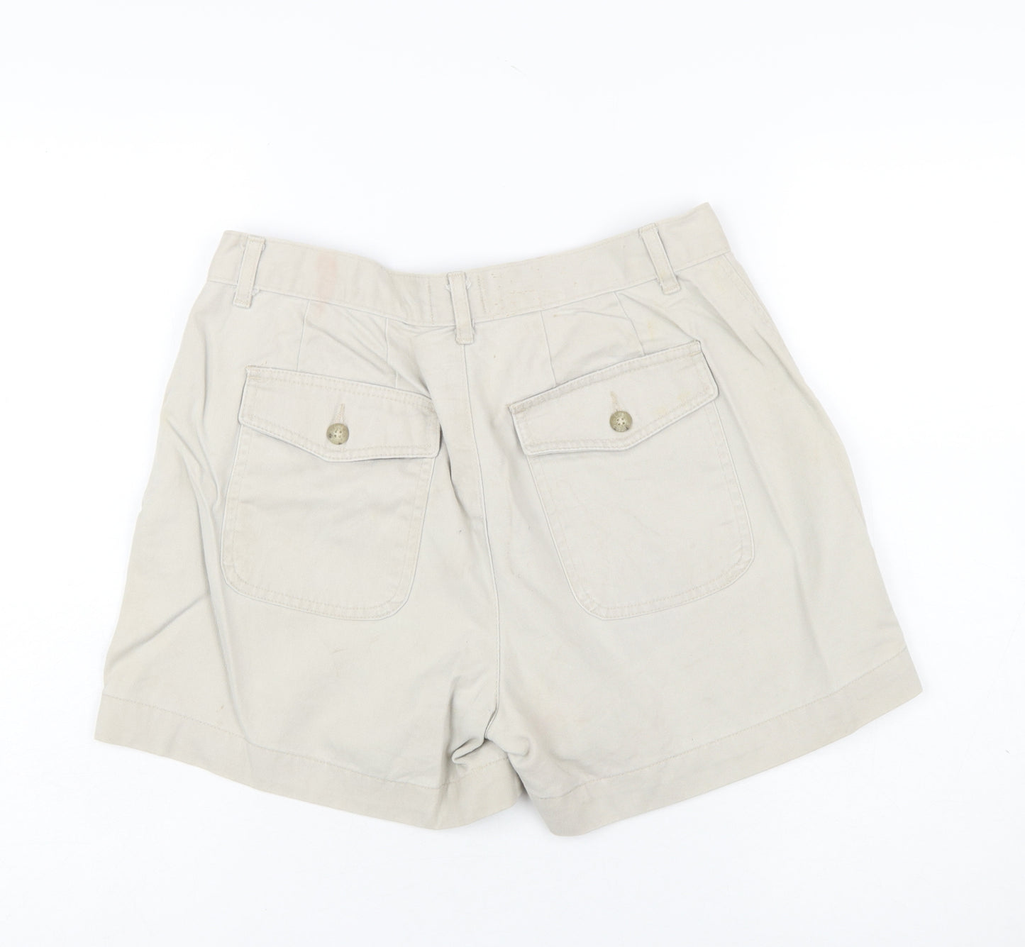 Lee Women Beige Cotton Chino Shorts Size 10 Petite Casual
