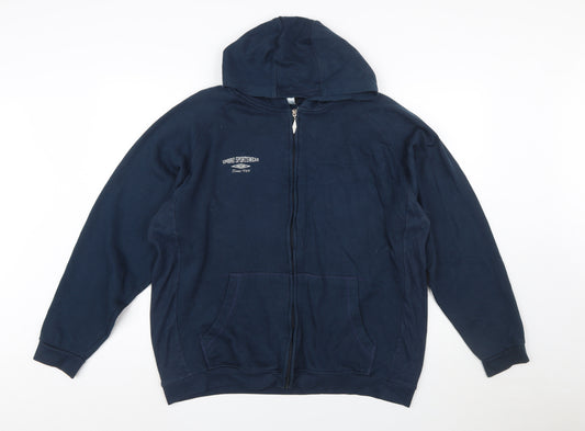 Umbro Men's Blue Full Zip Hoodie XL Sportswear Fleece