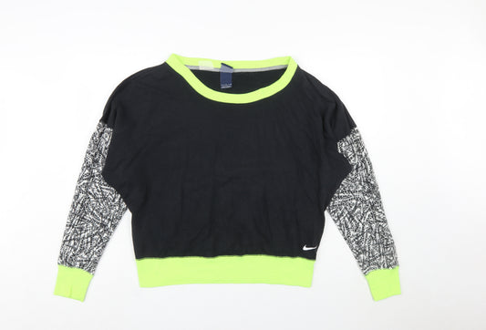Nike Womens Black & Neon Green Pullover Sweatshirt L