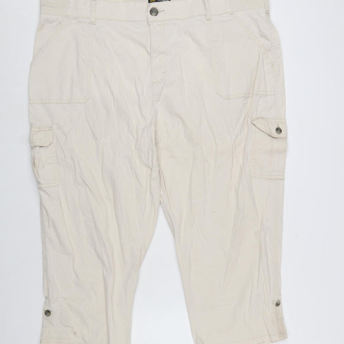 Lee Womens Beige Cargo Capri Trousers Size 24W Relaxed Fit Mid Rise