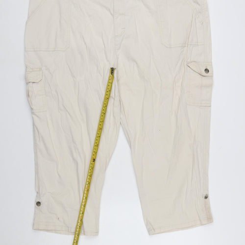 Lee Womens Beige Cargo Capri Trousers Size 24W Relaxed Fit Mid Rise