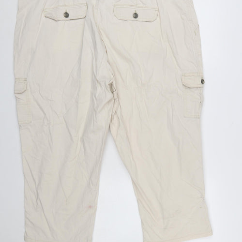 Lee Womens Beige Cargo Capri Trousers Size 24W Relaxed Fit Mid Rise
