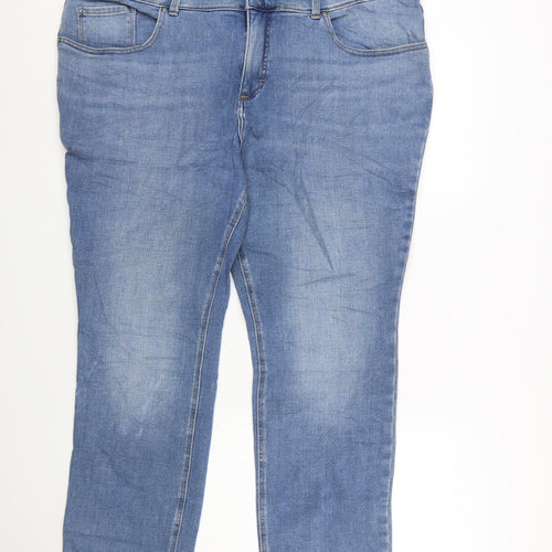Lee Plus Women's Blue 22W Petite Slim Fit Straight Leg Mid Rise Jeans