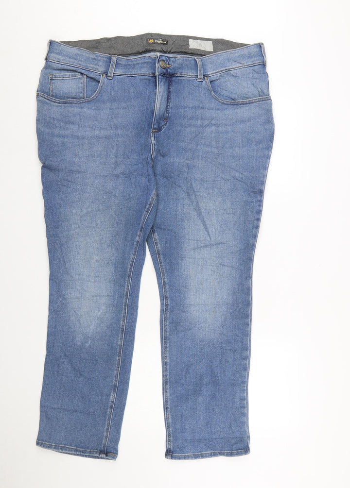 Lee Plus Women's Blue 22W Petite Slim Fit Straight Leg Mid Rise Jeans