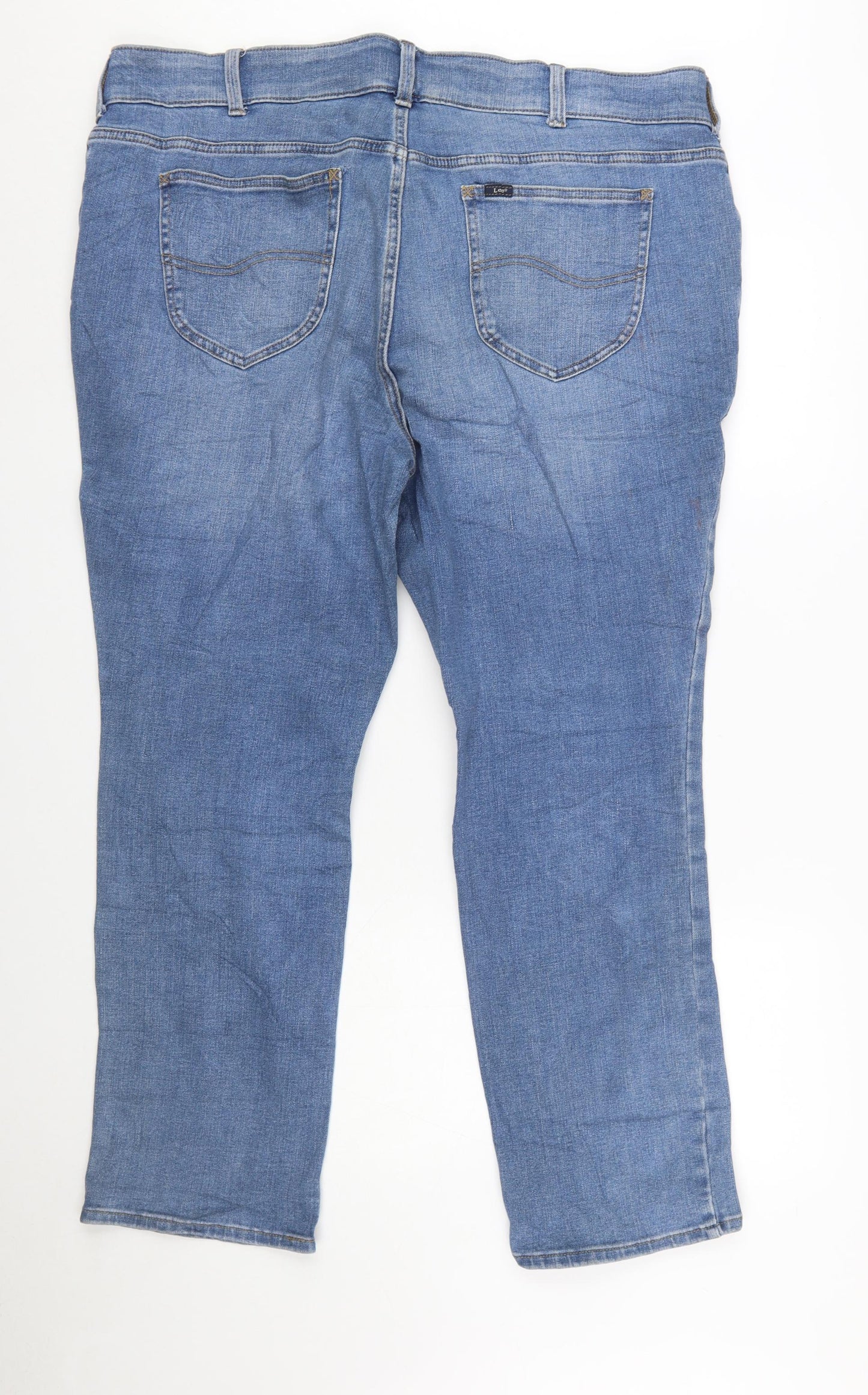 Lee Plus Women's Blue 22W Petite Slim Fit Straight Leg Mid Rise Jeans