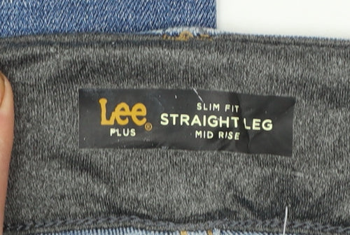 Lee Plus Women's Blue 22W Petite Slim Fit Straight Leg Mid Rise Jeans