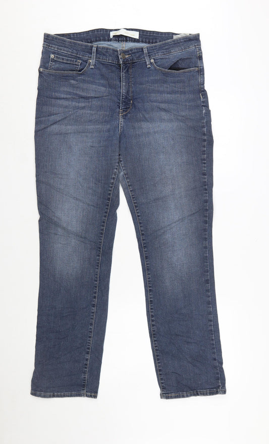 Levi Strauss Women's Blue Mid-Rise Straight Jeans Size 16