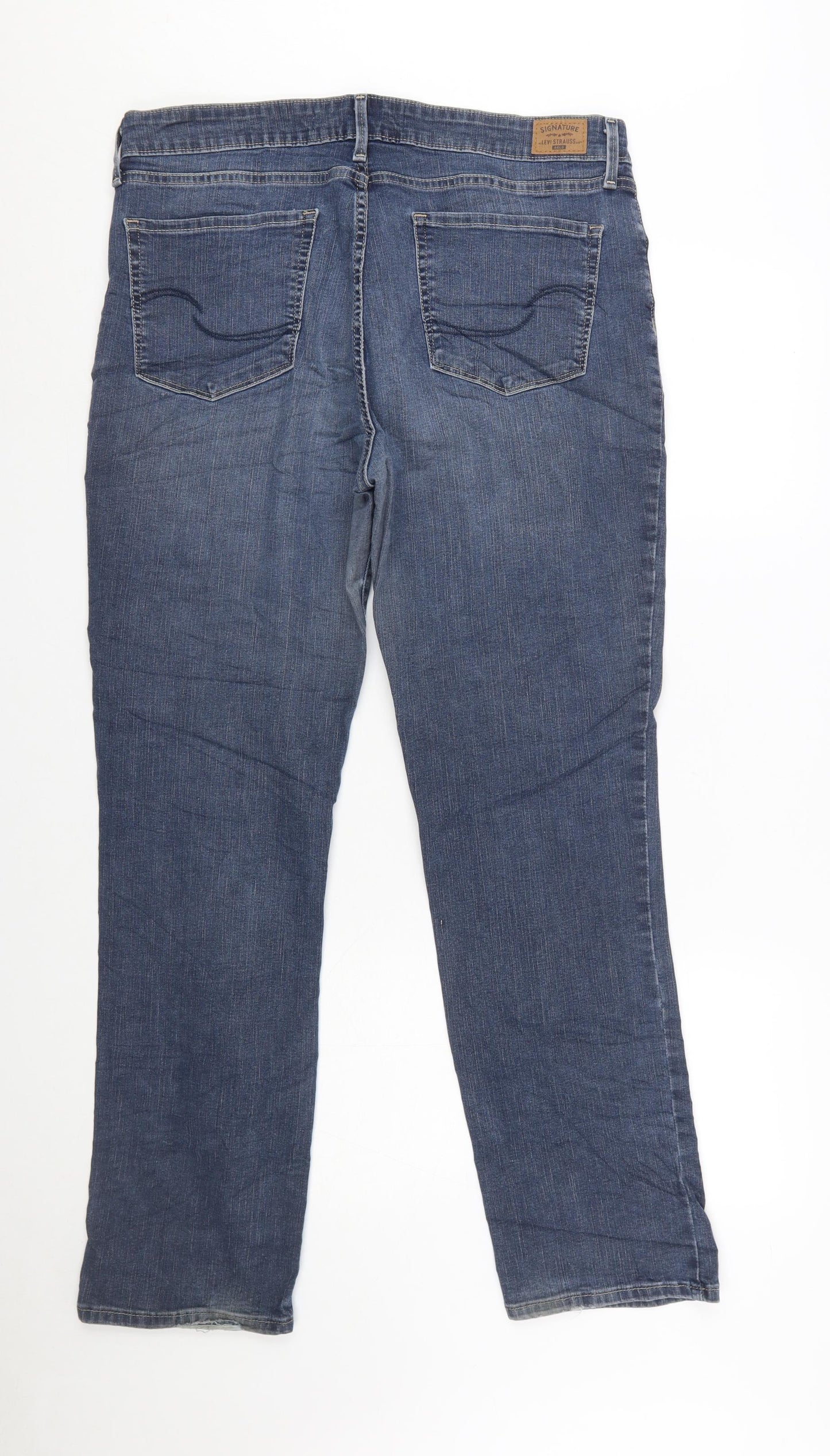 Levi Strauss Women's Blue Mid-Rise Straight Jeans Size 16