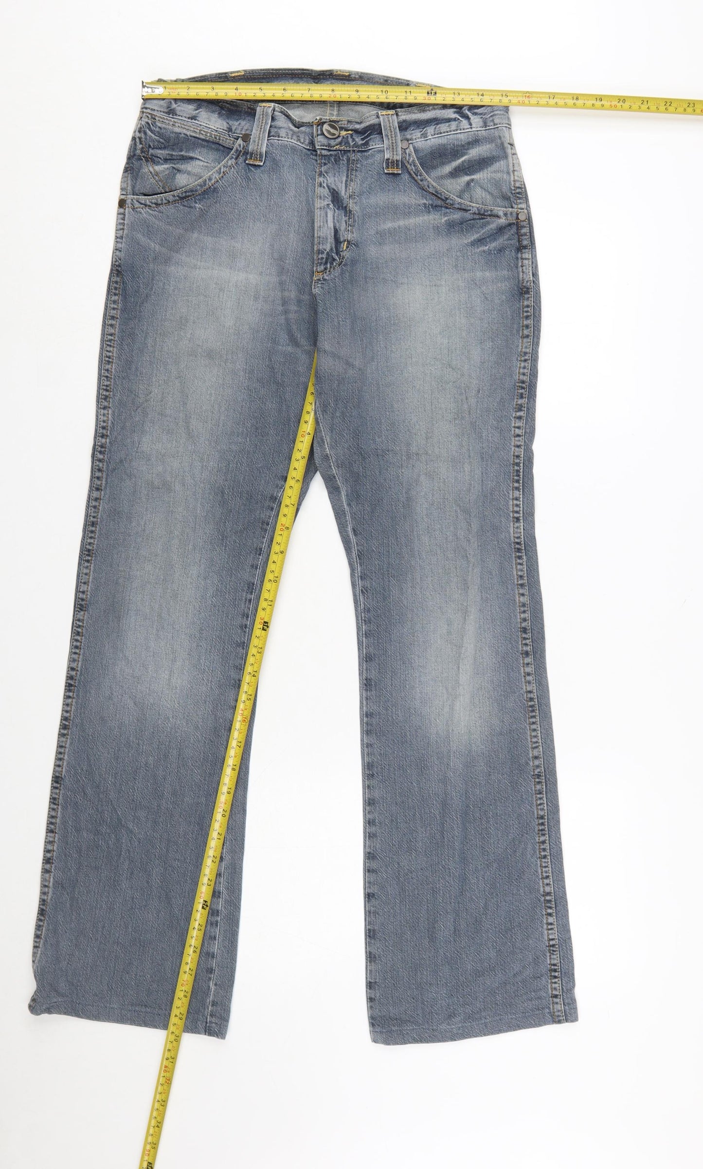 Wrangler Men Blue 30x32 Straight Leg Denim Jeans Dayton