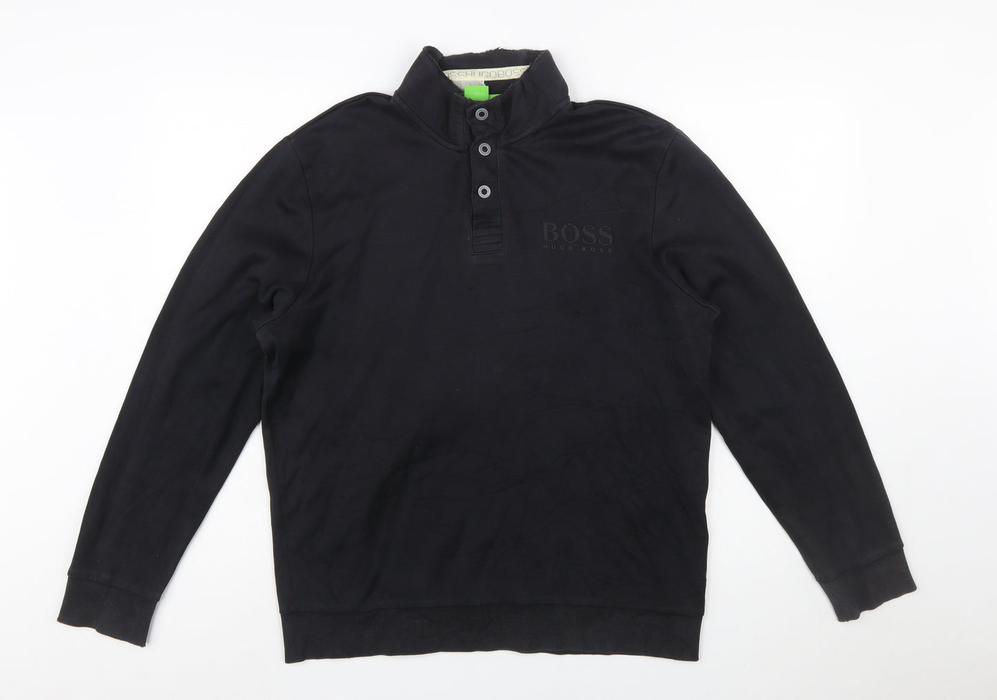 Hugo Boss Men's Black Henley Sweatshirt Size L