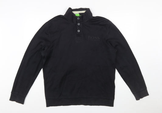 Hugo Boss Men's Black Henley Sweatshirt Size L