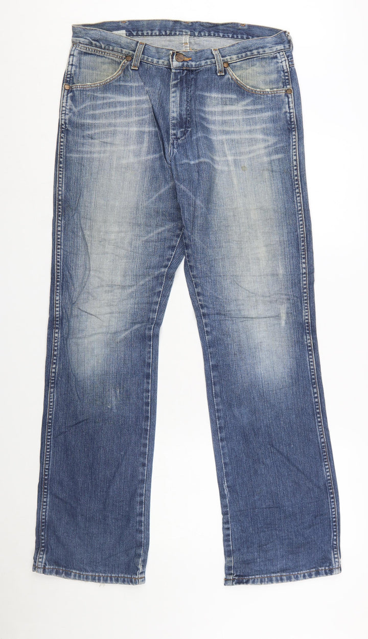 Wrangler Men's Blue Straight Leg Denim Jeans 32W Regular