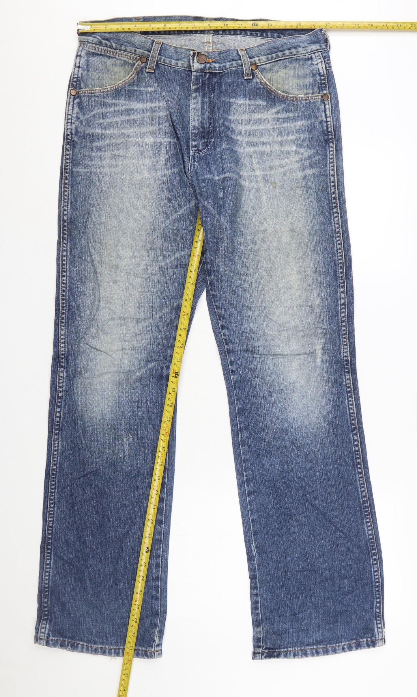 Wrangler Men's Blue Straight Leg Denim Jeans 32W Regular