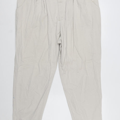 Lee Women's Beige Chino Pleated Cotton Tapered Trousers Size 18 Plus Petite