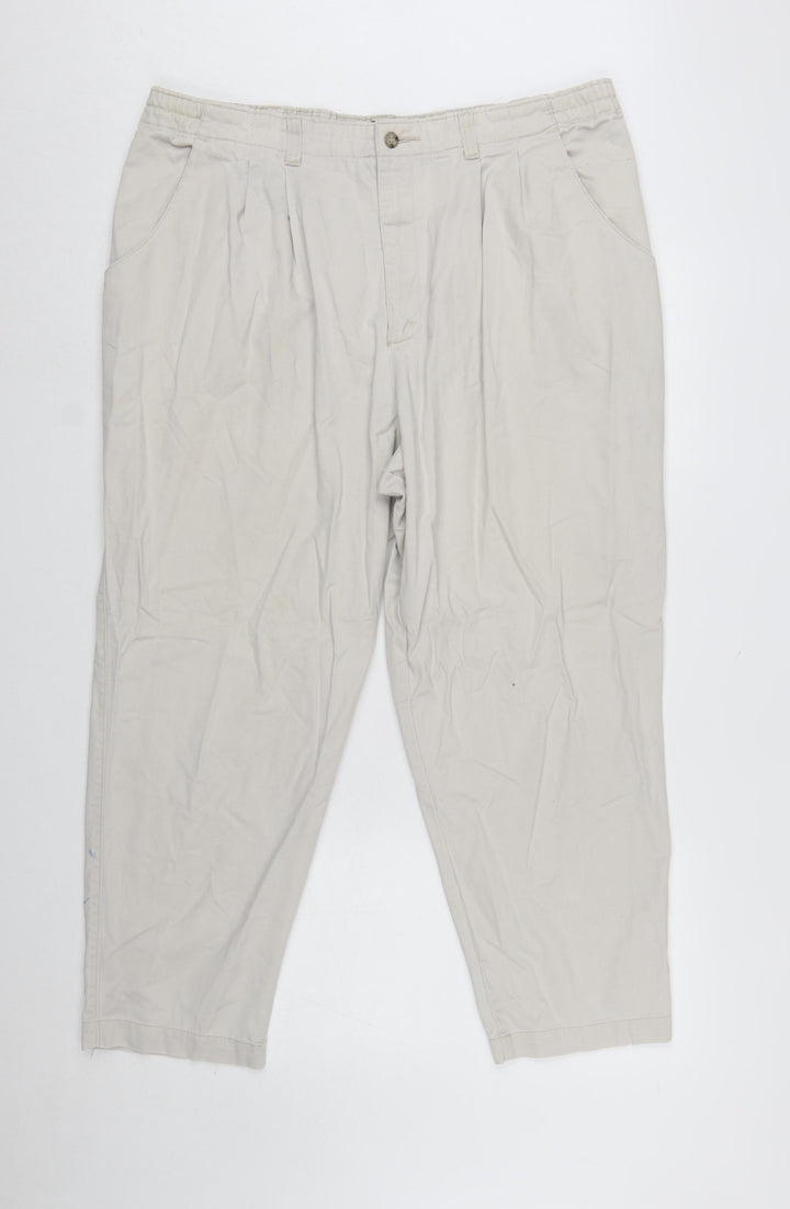 Lee Women's Beige Chino Pleated Cotton Tapered Trousers Size 18 Plus Petite
