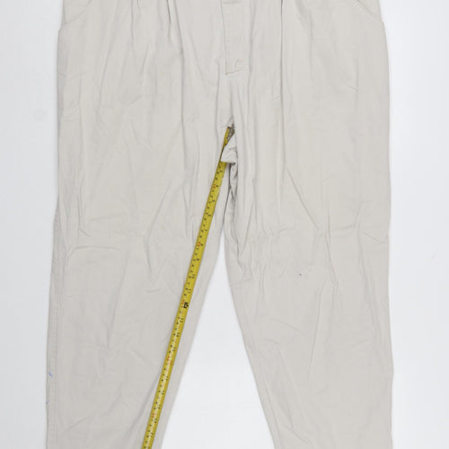 Lee Women's Beige Chino Pleated Cotton Tapered Trousers Size 18 Plus Petite