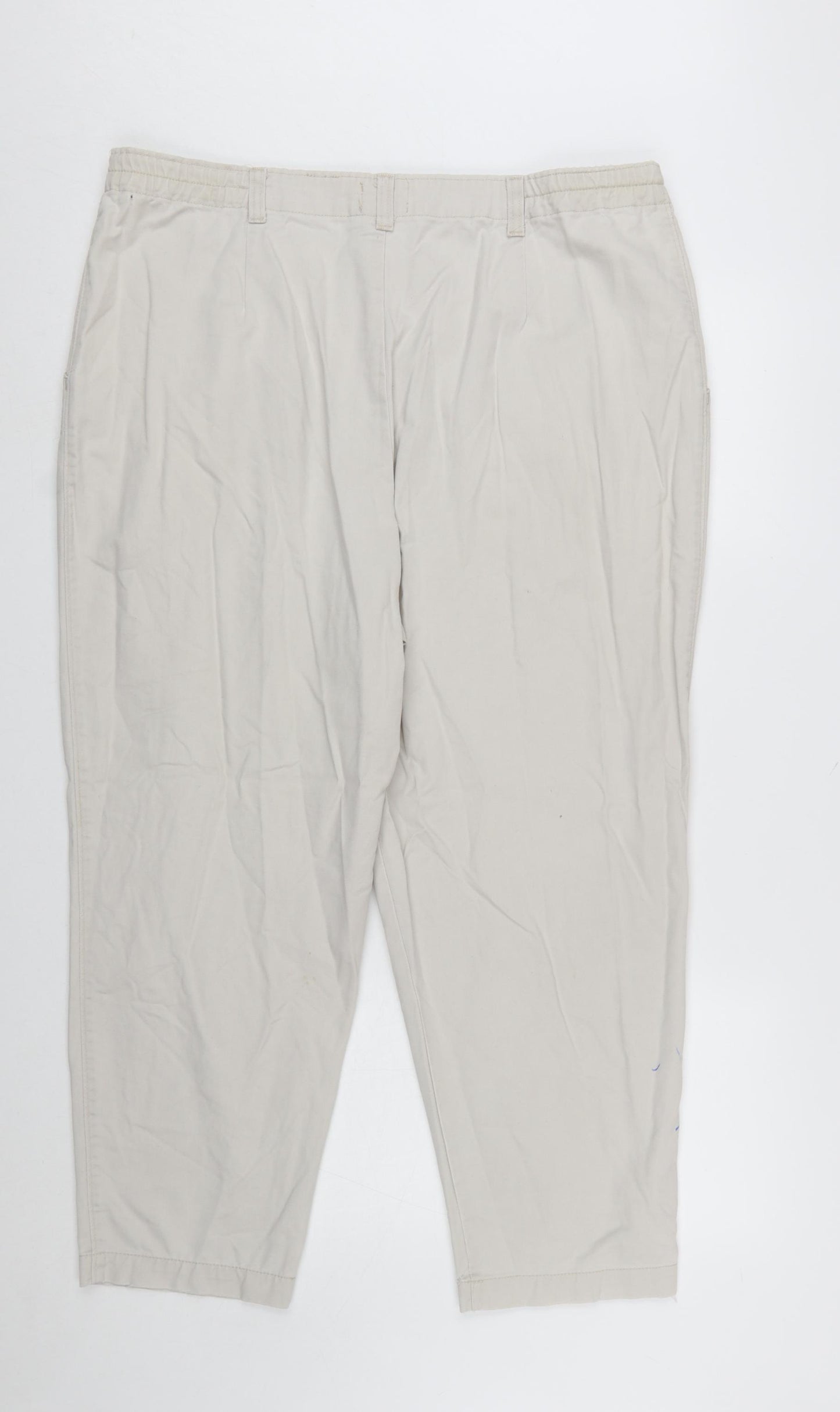 Lee Women's Beige Chino Pleated Cotton Tapered Trousers Size 18 Plus Petite