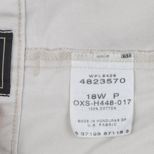 Lee Women's Beige Chino Pleated Cotton Tapered Trousers Size 18 Plus Petite