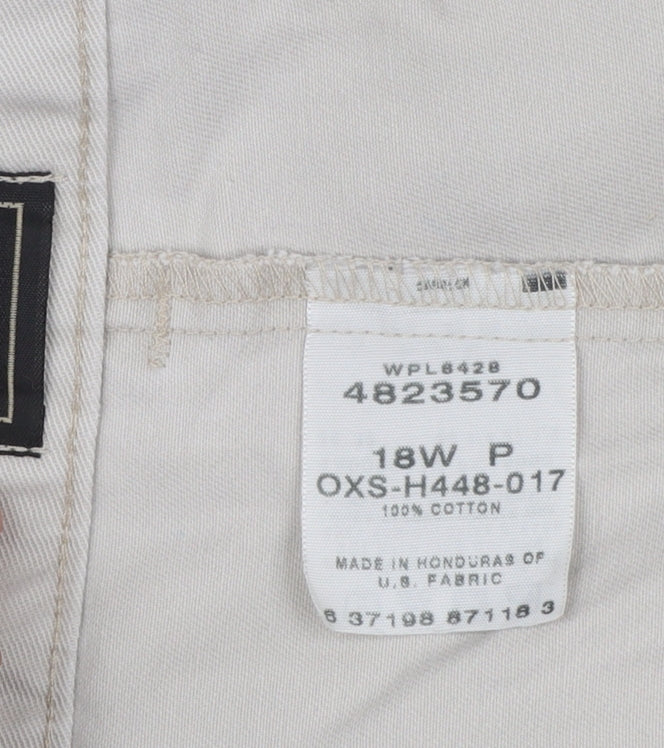 Lee Women's Beige Chino Pleated Cotton Tapered Trousers Size 18 Plus Petite