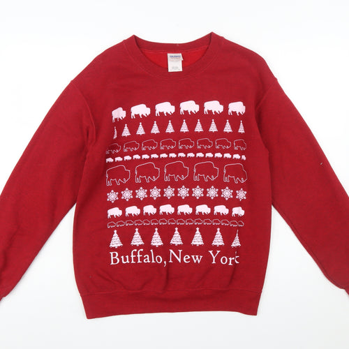 Gildan Heavy Blend Red Buffalo New York Graphic Sweatshirt Women S