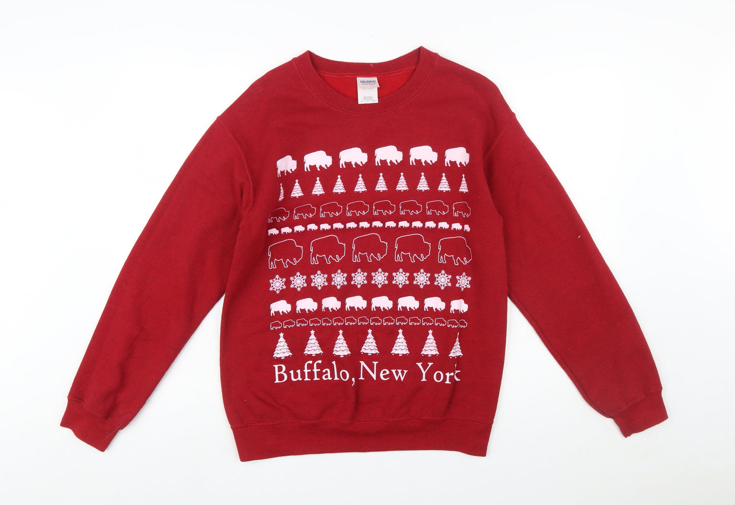 Gildan Heavy Blend Red Buffalo New York Graphic Sweatshirt Women S