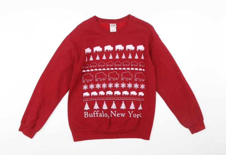Gildan Heavy Blend Red Buffalo New York Graphic Sweatshirt Women S