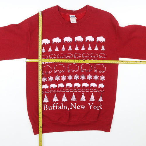 Gildan Heavy Blend Red Buffalo New York Graphic Sweatshirt Women S