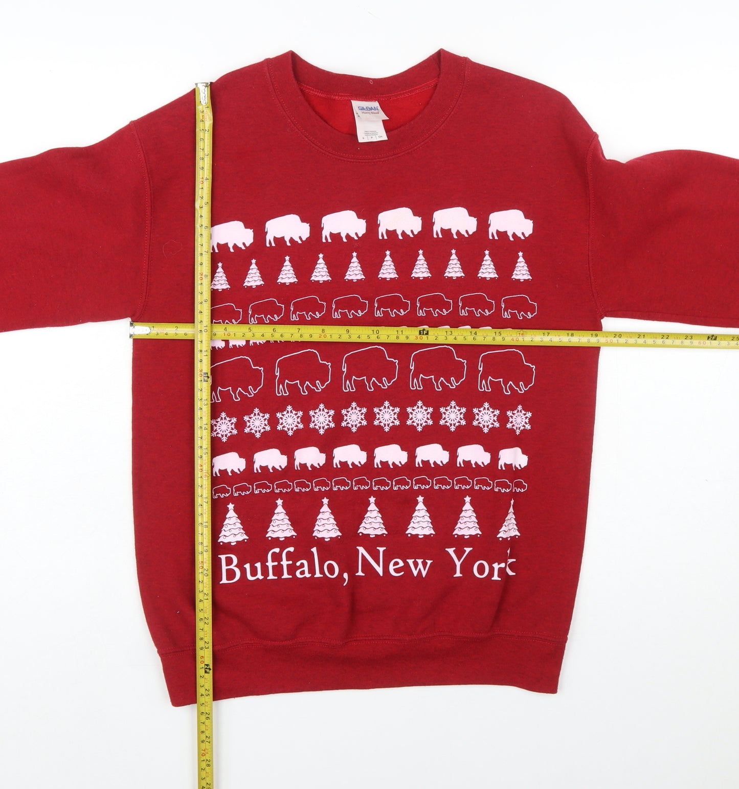 Gildan Heavy Blend Red Buffalo New York Graphic Sweatshirt Women S