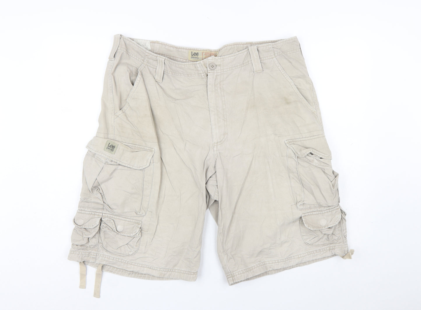 Lee Dungarees Men's Beige Cotton Cargo Shorts Size 36 Regular Fit