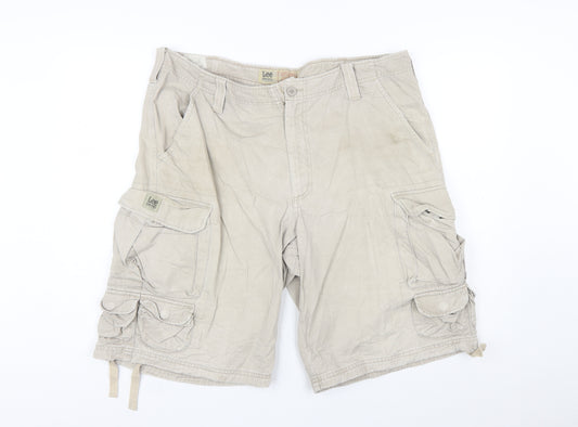 Lee Dungarees Men's Beige Cotton Cargo Shorts Size 36 Regular Fit