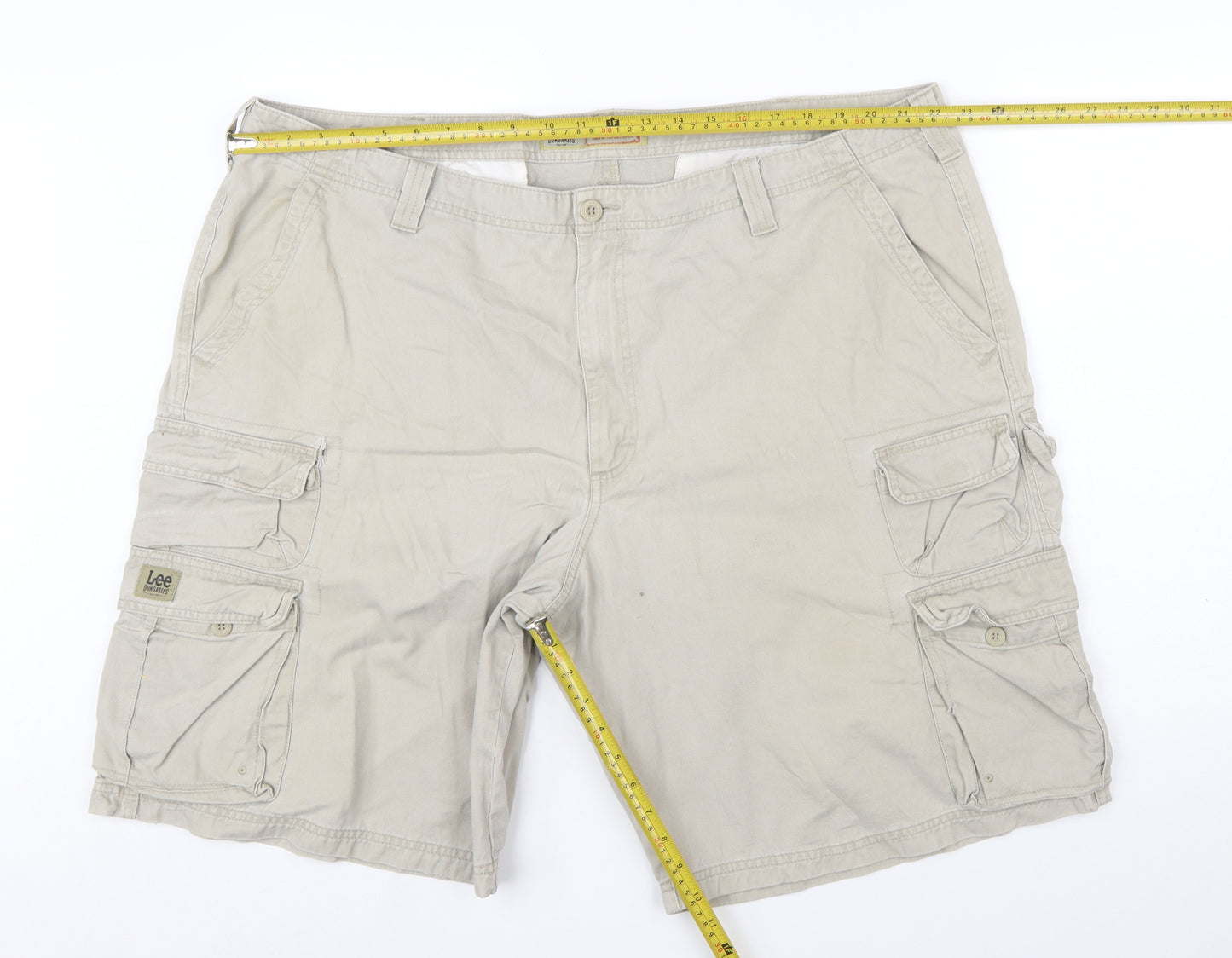 Lee Mens Beige Cargo Shorts Size 44 Regular Fit Cotton