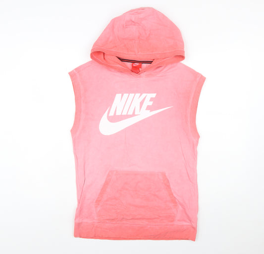 Nike Men's Pink Sleeveless Hooded Vest Hoodie Size S Cotton