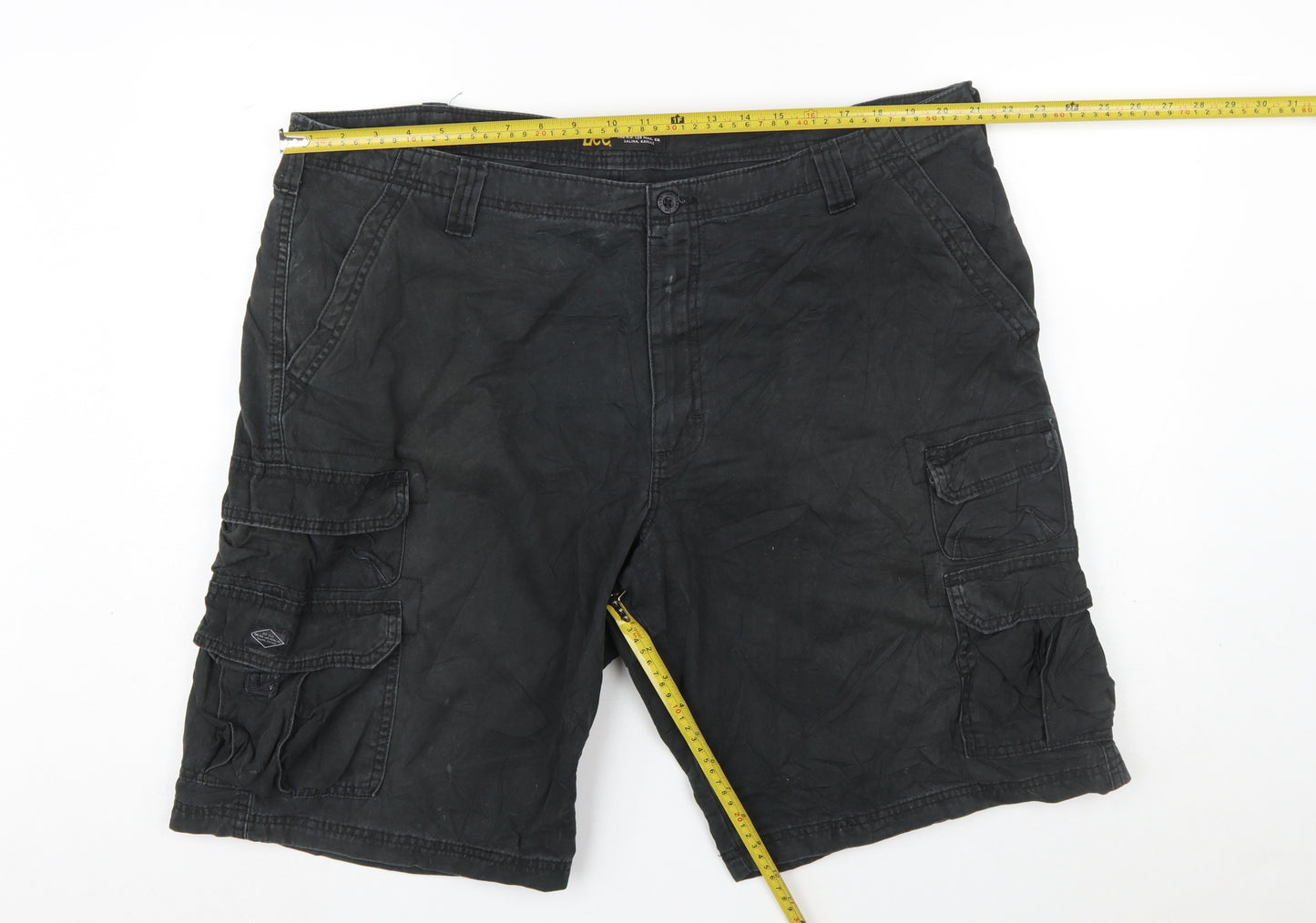 Lee Men’s Black Cargo Shorts Size 42 Cotton Canvas Casual