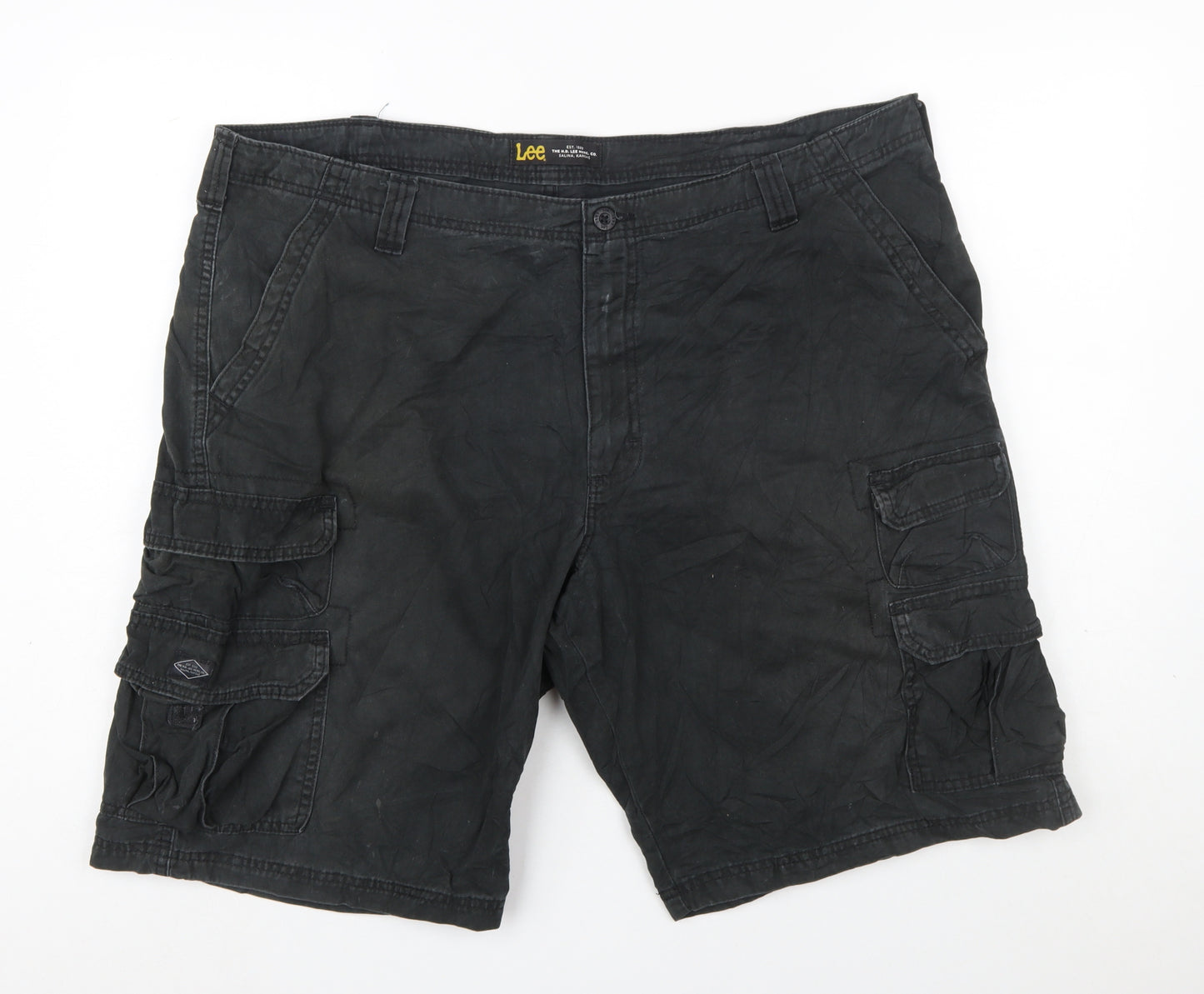 Lee Men’s Black Cargo Shorts Size 42 Cotton Canvas Casual