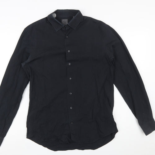 Calvin Klein Men's Black Slim Fit Long Sleeve Button-Up Shirt Size 15.75