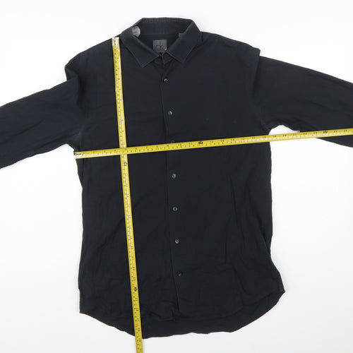 Calvin Klein Men's Black Slim Fit Long Sleeve Button-Up Shirt Size 15.75