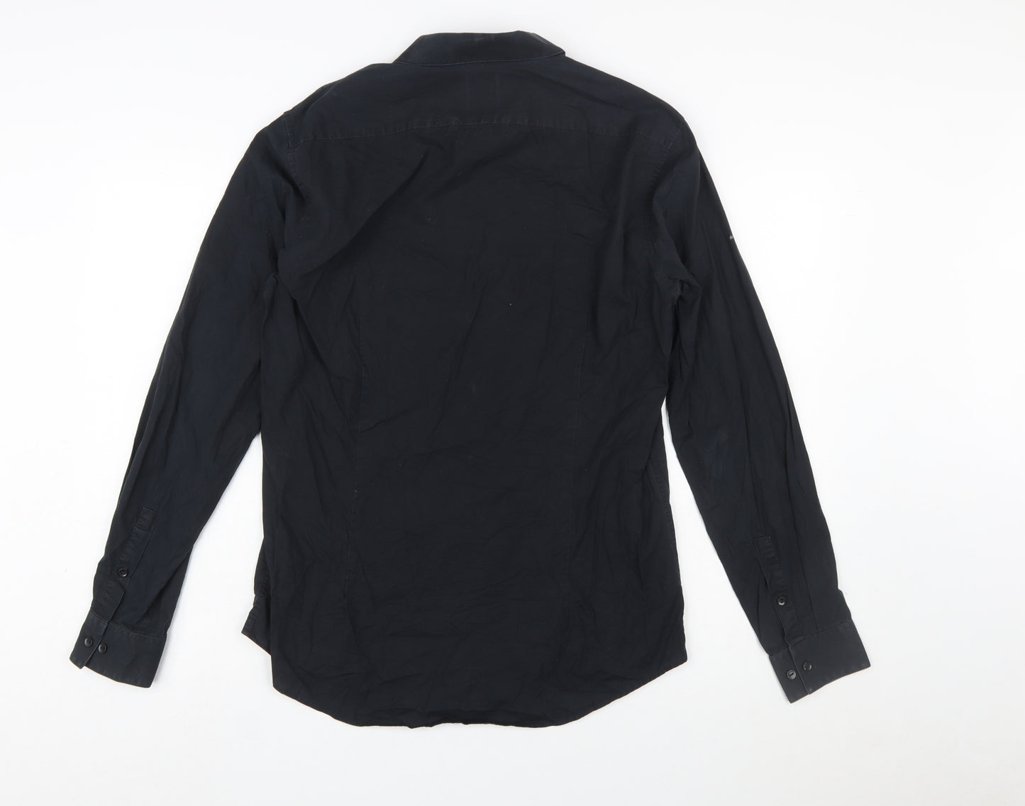 Calvin Klein Men's Black Slim Fit Long Sleeve Button-Up Shirt Size 15.75