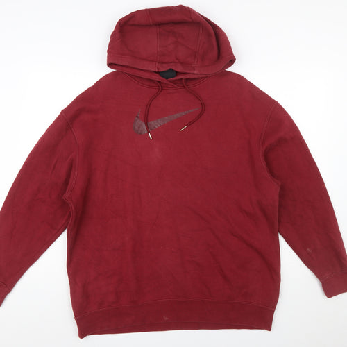 Nike Men's Red Pullover Hoodie Small Regular Fit Fleece Logo Sportswear