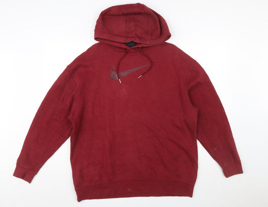 Nike Men's Red Pullover Hoodie Small Regular Fit Fleece Logo Sportswear