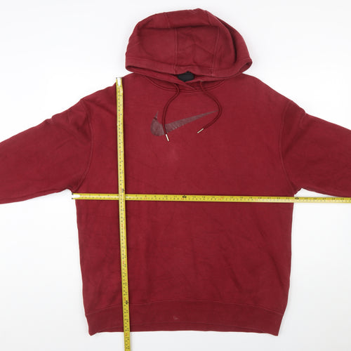 Nike Men's Red Pullover Hoodie Small Regular Fit Fleece Logo Sportswear