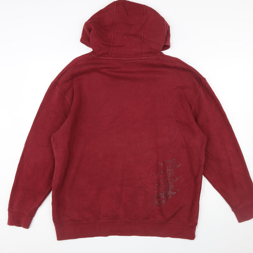 Nike Men's Red Pullover Hoodie Small Regular Fit Fleece Logo Sportswear