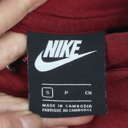 Nike Men's Red Pullover Hoodie Small Regular Fit Fleece Logo Sportswear