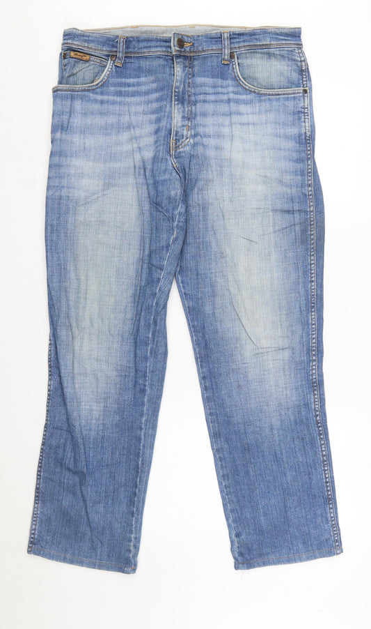 Wrangler Men Blue 34x32 Straight Texas Stretch Denim Jeans